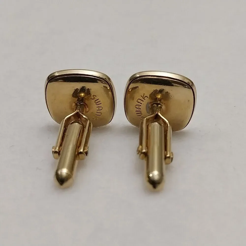 Vintage Swank Mother Of Pearl Cufflinks Gold Tone Jewelry #J220